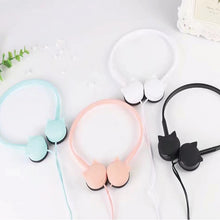 Load image into Gallery viewer, Cute Cartoon Cat headphones 3.5mm Wired Earphone Kitty Music Headset girl gift Earbuds with mic For Android iPhone PC