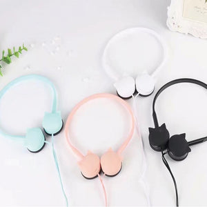 Cute Cartoon Cat headphones 3.5mm Wired Earphone Kitty Music Headset girl gift Earbuds with mic For Android iPhone PC