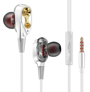 Fashion Double Unit Drive In Ear Wired Earphone Stereo Bass Subwoofer Headphone for phone DJ mp3 Sport Earphones Headset Earbuds