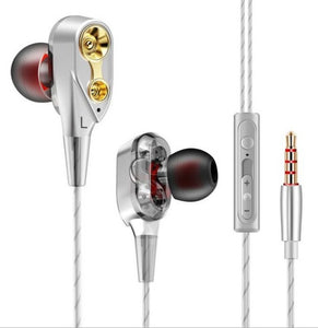 Fashion Double Unit Drive In Ear Wired Earphone Stereo Bass Subwoofer Headphone for phone DJ mp3 Sport Earphones Headset Earbuds