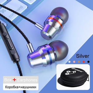 TOMKAS Wired Earbuds Headphones 3.5mm In Ear Earphone Earpiece With Mic Stereo Headset 5 Color For Samsung Xiaomi Phone Computer