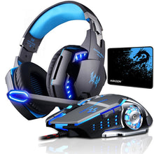 Load image into Gallery viewer, KOTION EACH Gaming Headset Deep Bass Stereo Game Headphone with Microphone LED Light for PS4 PC Laptop+Gaming Mouse+Mice Pad